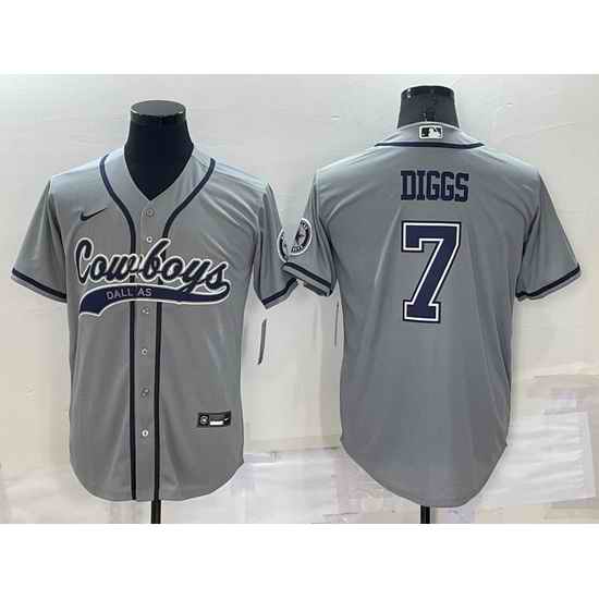 Men Dallas Cowboys #7 Trevon Diggs Grey Cool Base Stitched Baseball Jersey