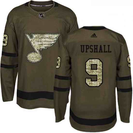 Youth Adidas St Louis Blues #9 Scottie Upshall Premier Green Salute to Service NHL Jersey