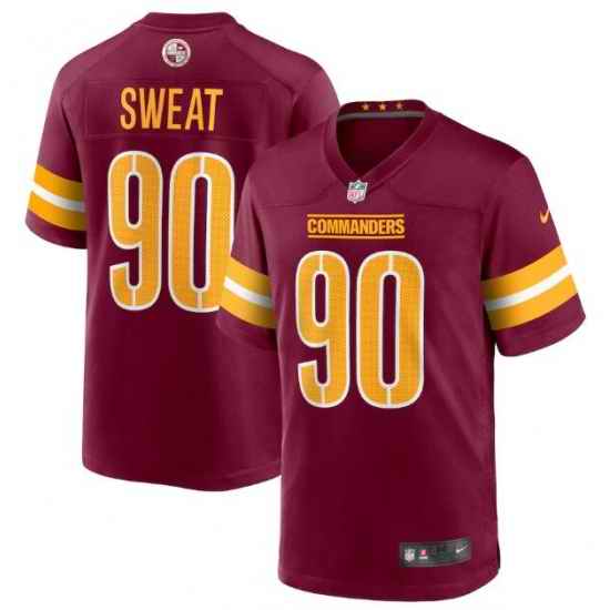 Men Washington Commanders #90 Montez Sweat 2022 Burgundy Game Stitched Jersey