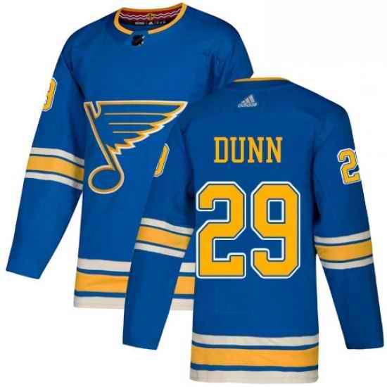 Mens Adidas St Louis Blues #29 Vince Dunn Blue Alternate Authentic Stitched NHL Jersey