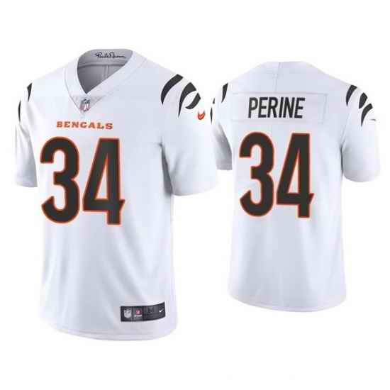 Men Cincinnati Bengals #34 Samaje Perine 2021 White Vapor Untouchable Limited Stitched Jersey