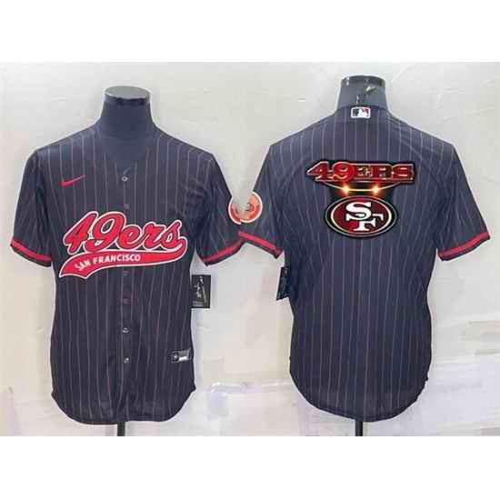 Men San Francisco 49ers Team Big Logo Black With Patch Cool Base Stitched Baseball Jersey