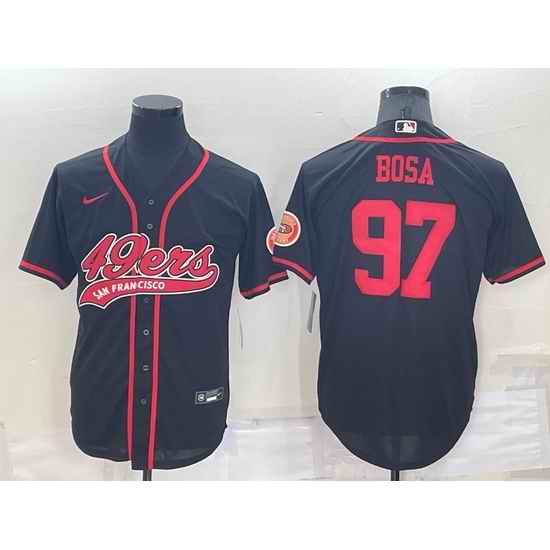 Men San Francisco 49ers #97 Nick Bosa Black Cool Base Stitched Baseball Jersey
