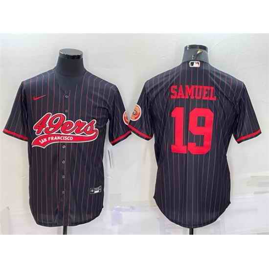 Men San Francisco 49ers #19 Deebo Samuel Black With Patch Cool Base Stitched Baseball Jersey