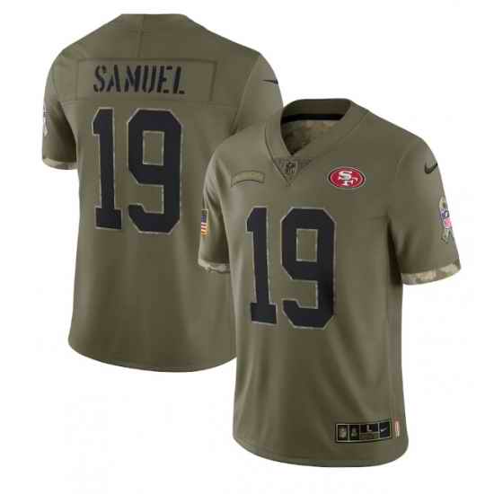 Men San Francisco 49ers #19 Deebo Samuel Olive 2022 Salute To Service Limited Stitched Jersey