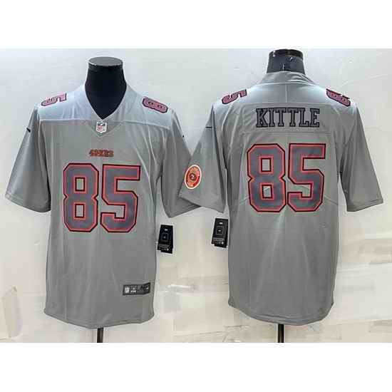 Men San Francisco 49ers #85 George Kittle Grey Atmosphere Fashion Stitched Jersey