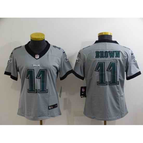 Women Philadelphia Eagles #11 A  J  Brown Grey Vapor Untouchable Limited Stitched Football Jersey 28Run Small 2