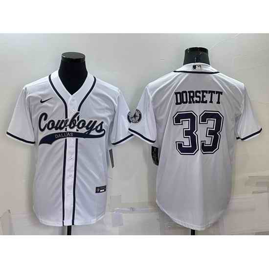 Men Dallas Cowboys #33 Tony Dorsett White Cool Base Stitched Baseball Jersey