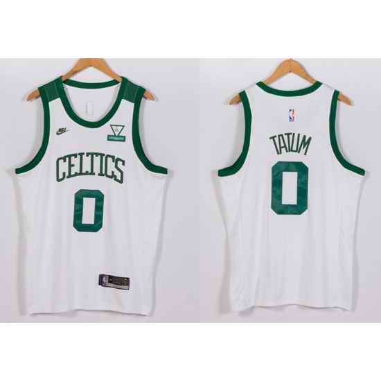 Men Boston Celtics Jayson Tatum #0 White 2021 2022 City Edition Nike Stitched Jersey