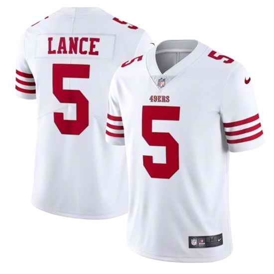 Men San Francisco 49ers #5 Trey Lance 2022 New White Vapor Untouchable Stitched Jersey