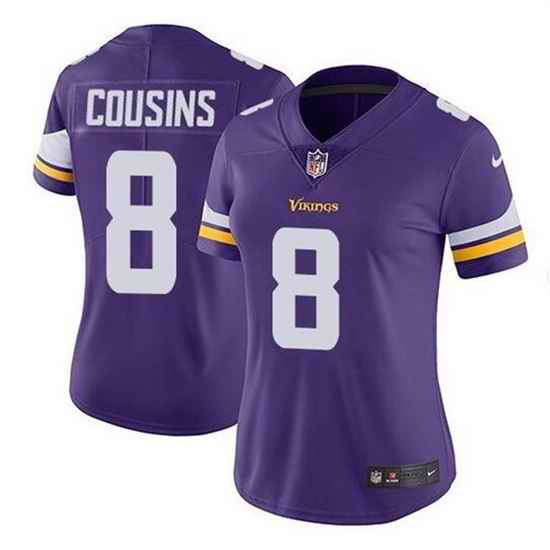 Women Minnesota Vikings #8 Kirk Cousins Purple Vapor Untouchable Limited Stitched NFL Jersey