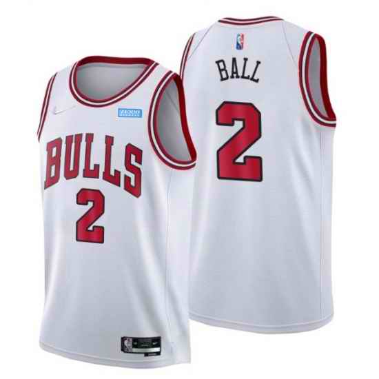 Men Chicago Bulls #2 Lonzo Ball 75th Anniversary White Swingman Stitched Basketball Jersey