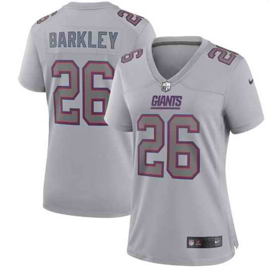 Women New York Giants #26 Saquon Barkley Grey Atmosphere Fashion Stitched Game Jersey