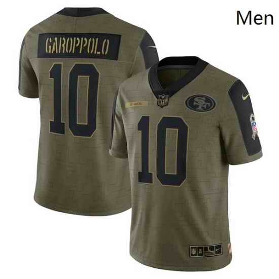 Men's San Francisco 49ers Jimmy Garoppolo Nike Olive 2021 Salute To Service Limited Player Jersey