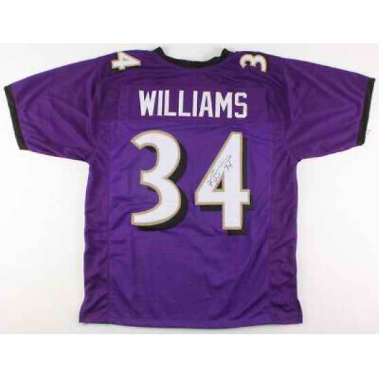 Men Baltimore Ravens Ricky Williams #34 Throwback Stitched Jersey Purple