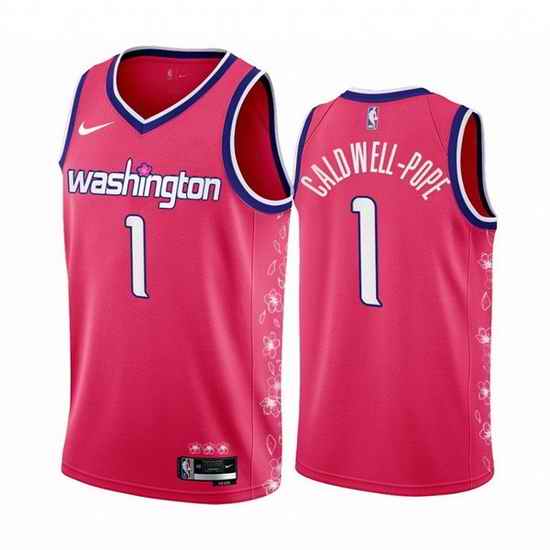 Men Washington Wizards #1 Kentavious Caldwell Pope 2022 23 Pink Cherry Blossom City Edition Limited Stitched Basketball Jersey