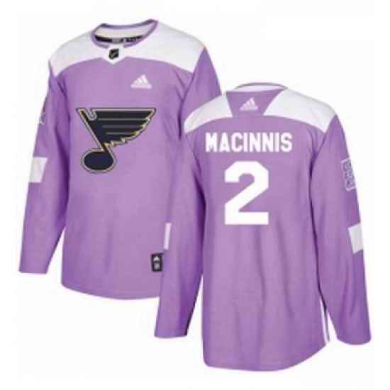 Youth Adidas St Louis Blues #2 Al Macinnis Authentic Purple Fights Cancer Practice NHL Jersey