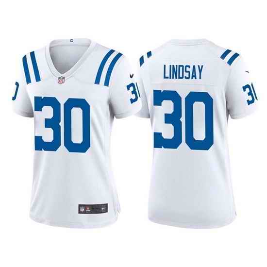 Women Indianapolis Colts #30 Phillip Lindsay White Stitched Jersey 28Run Small 2