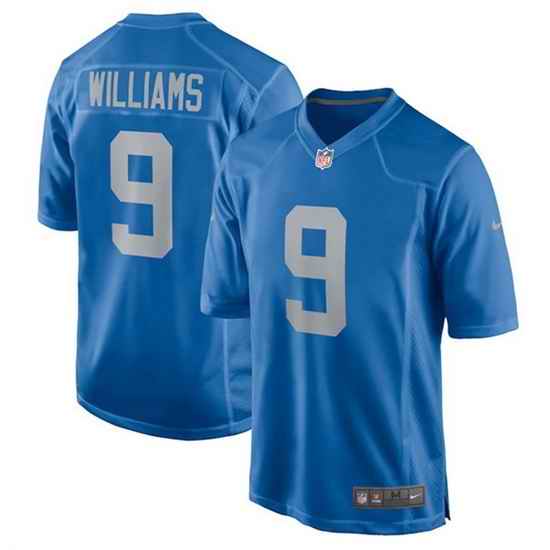 Men Detroit Lions #9 Jameson Williams 2022 Blue Stitched Game Jerseys