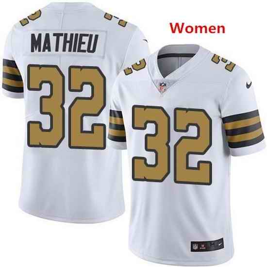Women New Orleans Saints #32 Tyrann Mathieu White Color Rush Limited Stitched Jerse