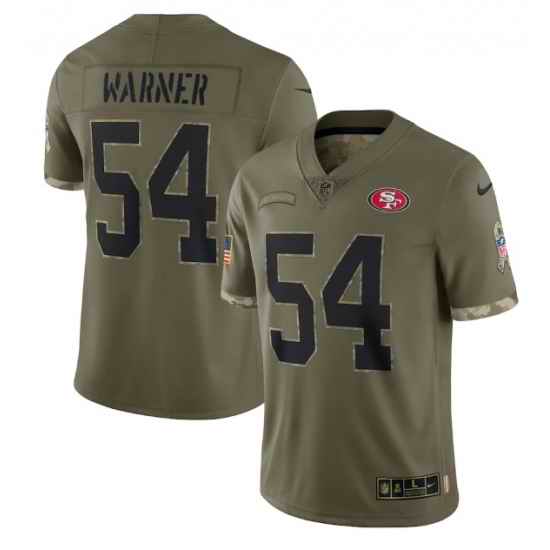 Men San Francisco 49ers #54 Fred Warner Olive 2022 Salute To Service Limited Stitched Jersey