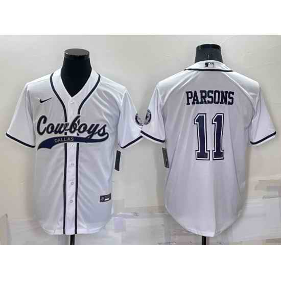 Men Dallas Cowboys #11 Micah Parsons White Cool Base Stitched Baseball Jersey