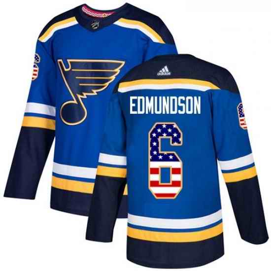 Youth Adidas St Louis Blues #6 Joel Edmundson Authentic Blue USA Flag Fashion NHL Jersey