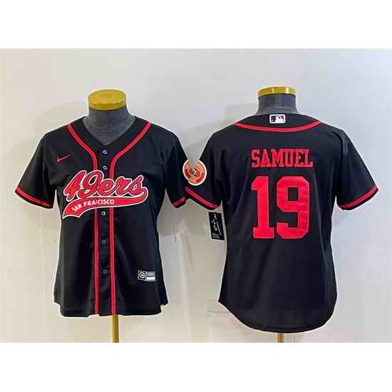 Women San Francisco 49ers #19 Deebo Samuel Black With Patch Cool Base Stitched Baseball Jersey