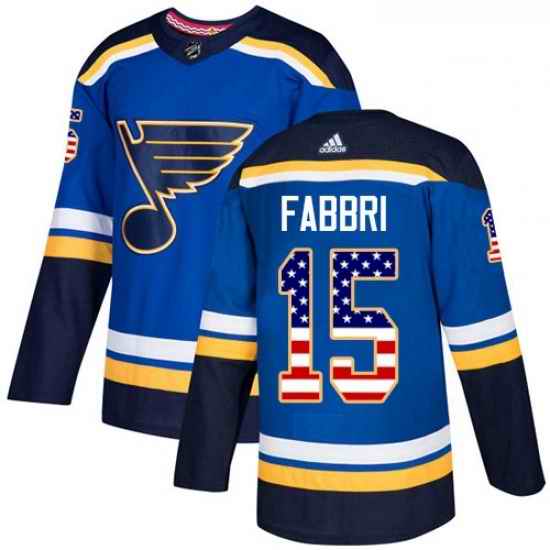 Youth Adidas St Louis Blues #15 Robby Fabbri Authentic Blue USA Flag Fashion NHL Jersey