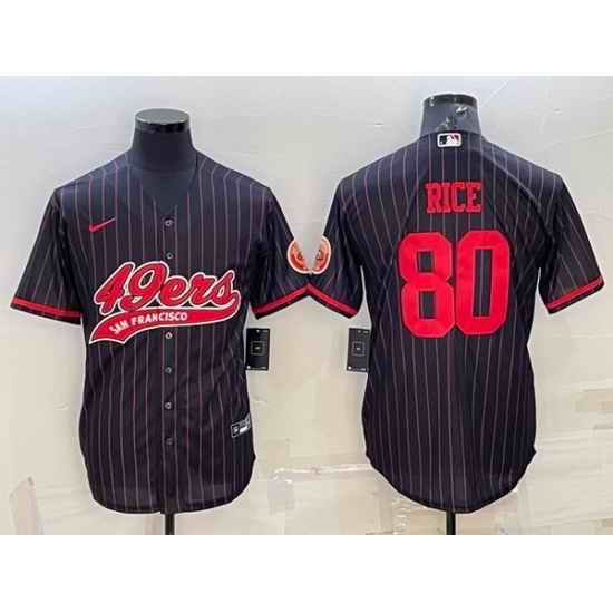 Men San Francisco 49ers #80 Jerry Rice Black With Patch Cool Base Stitched Baseball Jersey
