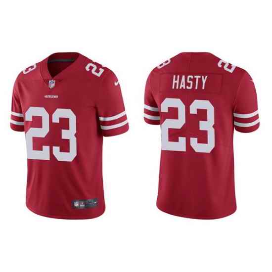 Men San Francisco 49ers #23 JaMycal Hasty 2021 Red Vapor Untouchable Limited Stitched Jersey