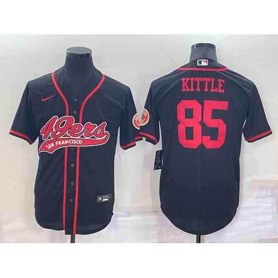 Men San Francisco 49ers #85 George Kittle Black Cool Base Stitched Baseball Jersey