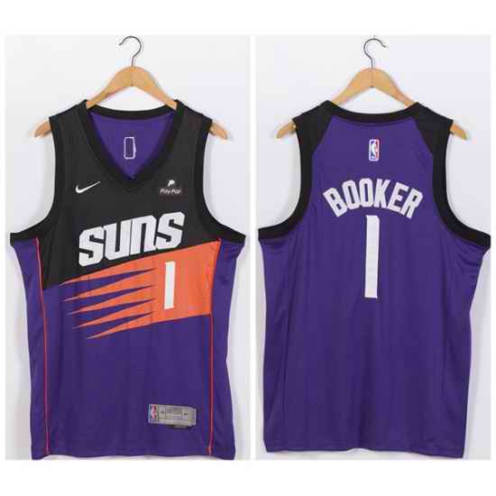 Men Phoenix Suns #1 Devin Booker Purple Stitched Jersey