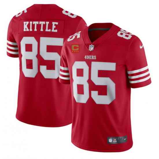Men San Francisco 49ers 85 George Kittle 2022 Red With #1 Star C Patch Vapor Untouchable Limited Stitched Football Jersey