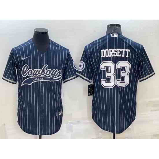 Men Dallas Cowboys #33 Tony Dorsett Navy With Patch Cool Base Stitched Baseball Jersey