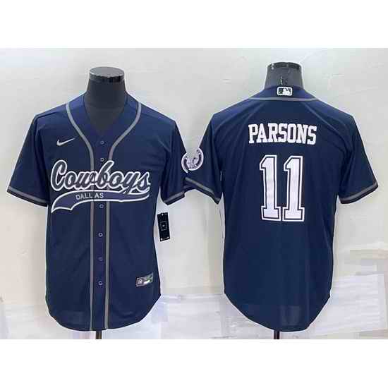 Men Dallas Cowboys #11 Micah Parsons Navy Cool Base Stitched Baseball Jersey