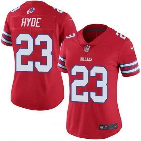 Women Buffalo Bills #23 Micah Hyde Red Stitched Football Jersey