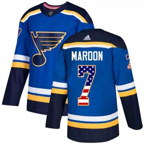 Youth Adidas St Louis Blues #7 Patrick Maroon Authentic Blue USA Flag Fashion NHL Jersey