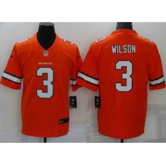 Women Denver Broncos #3 Russell Wilson Orange 2022 Color Rush Stitched NFL Nike Limited Jersey - ????