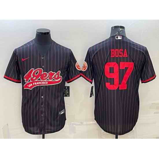 Men San Francisco 49ers #97 Nick Bosa Black Cool Base Stitched Baseball Jersey