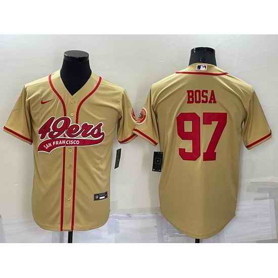 Men San Francisco 49ers #97 Nick Bosa Gold Cool Base Stitched Baseball Jersey
