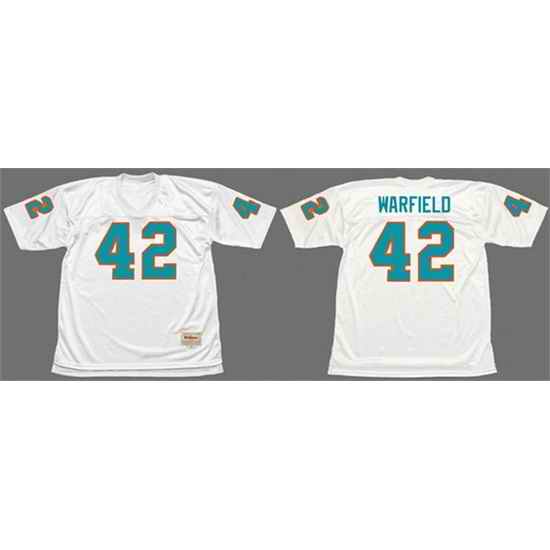 Men Miami Dolphins #42 Paul Warfield White 1972 Throwback Stitched Football Jersey