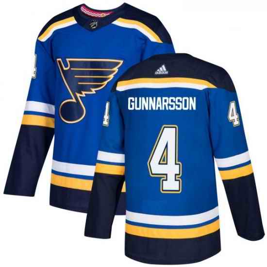 Youth Adidas St Louis Blues #4 Carl Gunnarsson Premier Royal Blue Home NHL Jersey