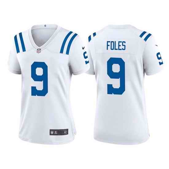 Women Indianapolis Colts #9 Nick Foles White Stitched Game Jersey