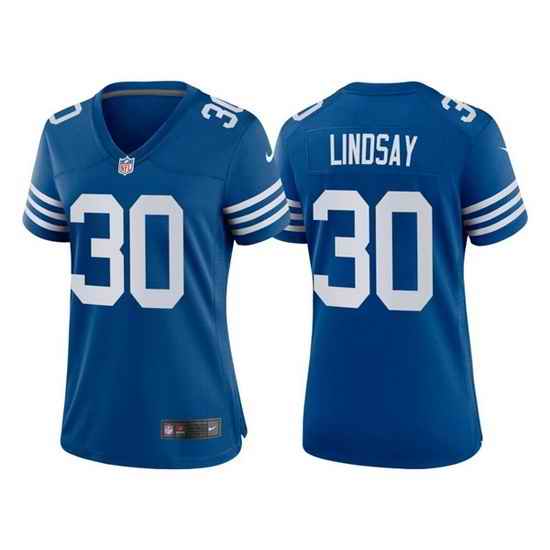 Women Indianapolis Colts #30 Phillip Lindsay New Blue Stitched Jersey 28Run Small 2