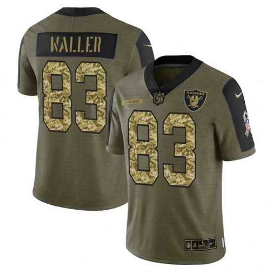 Men Las Vegas Raiders #83 Darren Waller 2021 Salute To Service Olive Camo Limited Stitched Jersey