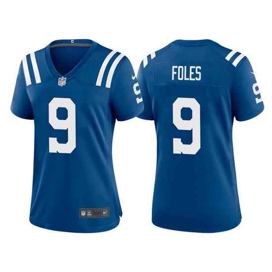 Women Indianapolis Colts #9 Nick Foles Royal Stitched Game Jersey