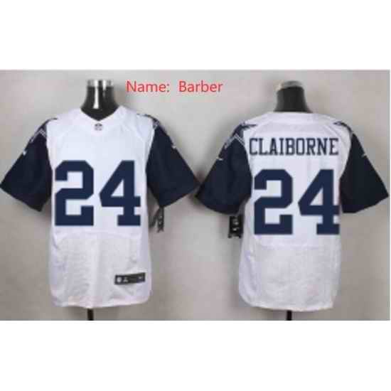 Men Nike Dallas Cowboys #24 Marion Barber White Throwback Sitched NFL Jersey