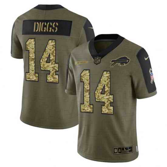 Men Buffalo Bills #14 Stefon Diggs 2021 Salute To Service Olive Camo Limited Stitched Jersey