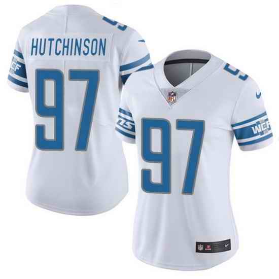 Women Detroit Lions #97 Aidan Hutchinson White Vapor Limited Stitched Football Jersey 28Run Smaller 2